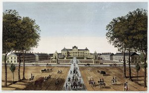 Vista da Escola Militar Real, vista da Avenida Vaugirard, ca. 1820 - em "Vues de Paris" de Courvoisier