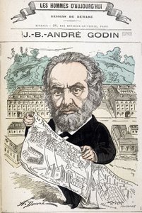 Jean Baptiste André Godin (1817-1888), industrialista fundador da família. Desenho de Demare em "Os homens de hoje".
