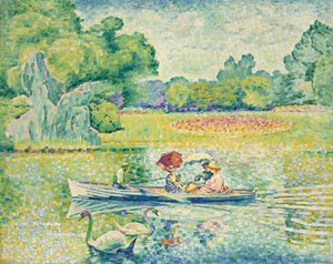 Passeio de barco no Bois de Boulogne; Passeio de barco no Bois de Boulogne, c.1899-1900 de Henri Edmond Cross