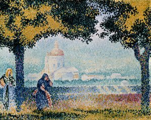 A Igreja de Santa Maria degli Angeli, perto de Assis, 1909. de Henri Edmond Cross
