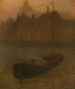 Barco no Canal (Manhã) (óleo sobre tela) de Henri Eugene Augustin Le Sidaner