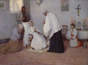 Comunhão em Extremis, 1889 de Henri Eugene Augustin Le Sidaner