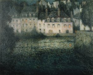 Casa no rio ao luar; Casa na Riviere au Clair de Lune, Quimperle de Henri Eugene Augustin Le Sidaner