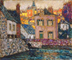 Estudo para casas no rio em Fougères de Henri Eugene Augustin Le Sidaner
