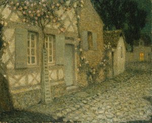 A Casa do Jardineiro ao Luar, Gerberoy; A Maison du Jardinier au Clair de Lune, Gerberoy de Henri Eugene Augustin Le Sidaner