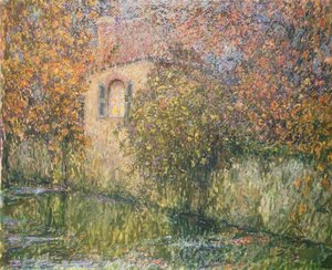 A casa pelo rio de Henri Eugene Augustin Le Sidaner