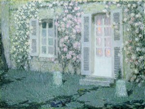 A casa com rosas, 1936 de Henri Eugene Augustin Le Sidaner