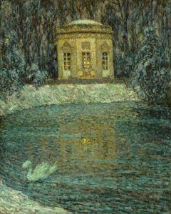O Pavilhão da Música Sob a Neve (óleo sobre tela) de Henri Eugene Augustin Le Sidaner