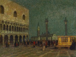 Veneza, Praça de São Marcos, c.1914 (óleo sobre tela) de Henri Eugene Augustin Le Sidaner