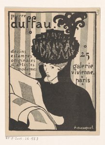 Cartão de visita do comerciante de arte Pierre Duffau em Paris de Henri Evenepoel