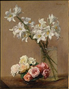Rosas e lírios de Henri Fantin-Latour