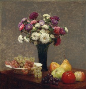 Ásteres e frutas sobre uma mesa, 1868. de Ignace Henri Jean Fantin Latour