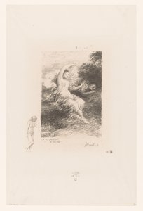Lydé vigia o seu amante adormecido
Lydé
Poemas de André Chénier (título da série)
Ilustrações para poemas de André Chénier (título da série) de Ignace Henri Jean Fantin Latour