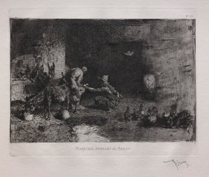 Calçando uma mula em Marrocos de Ignace Henri Jean Fantin-Latour