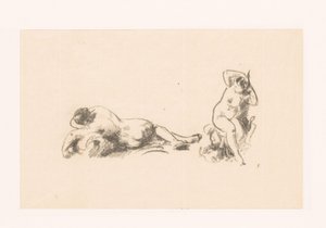 Folha de estudo com duas mulheres nuas de Ignace Henri Jean Fantin-Latour