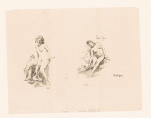 Folha de estudo com duas mulheres nuas de Ignace Henri Jean Fantin Latour