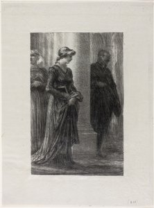 Os Mestres Cantores de Nuremberg, Ato I: Walther e Eva se encontram de Ignace Henri Jean Fantin-Latour