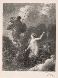 Crepúsculo dos Deuses: Siegfried e as Donzelas do Reno de Ignace Henri Jean Fantin Latour