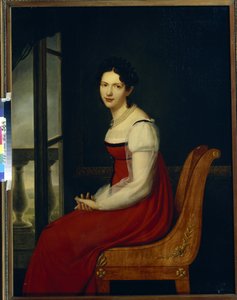 Retrato da Princesa Varvara Sergeevna Dolgorukova, nascida Gagarina (1793-1833) (Princesa Varvara Sergeyevna Dolgorukova) - Pintura de Henri François Riesener (1767-1828), óleo sobre tela (96,8x125 cm)