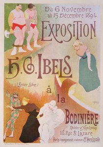 Reprodução de um cartaz publicitário de uma exposição de HG Ibels, no Bodiniere, Rue St Lazare, Paris, 1894 (ver 126852)