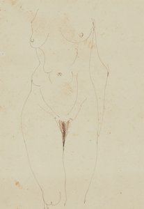 Torso Nu Feminino (caneta e tinta no papel)