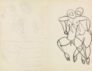 Cinco esboços abstractos, e estudos para figuras masculinas e femininas de Henri Gaudier Brzeska