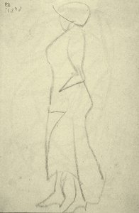 Promenader de lado (giz preto sobre papel) de Henri Gaudier Brzeska