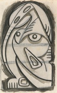 Desenho em relevo de uma figura feminina sentada de Henri Gaudier Brzeska