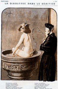 O Diabo no Benitier - por Henry Gerbault (1863-1930), em "Fantasio" de 01/02/1926