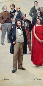Fragmento do panorama de &39;A História do Século&39;, com retratos de artistas e atores, 1889 de Henri Gervex