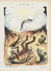 A queda de um anjo. Ilustração para Le Rire (cor litho)