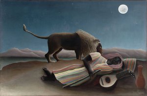 "Pintura de Henry Rousseau, conhecido como Douanier Rousseau (1844-1910) 1897 Dim. 129,5x200,7 cm Nova York, Museu de Arte Moderna
