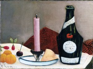 "Still life - the pink candle" Pintura de Henri Rousseau, conhecida como Douanier (1844-1910) 1909 The Phillips Collection, Washington, D.C. de Henri J.F. Rousseau