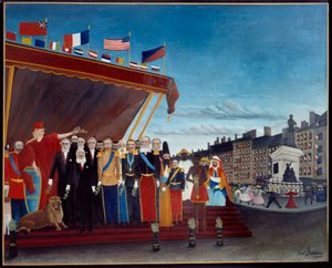 Representante de potências estrangeiras saudando a república como sinal de paz Pintura de Henri Rousseau dit le Douanier Rousseau de Henri J.F. Rousseau