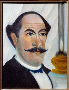Auto-retrato com pintura de lâmpada por Henri Rousseau de Le Douanier Rousseau de Henri J.F. Rousseau