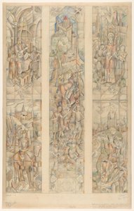 Caixa de desenho para um vitral, no novo edifício Gouvernements em Maastricht (título original sobre o objecto)