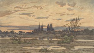 Uma vista de Moulins, c. 1850-60. de Henri Joseph Harpignies