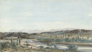 Paisagem com um vale de rio no sul de França de Henri Joseph Harpignies