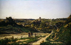O Castelo e a Aldeia de Herisson de Henri Joseph Harpignies
