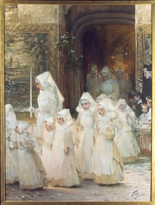 Procissão das Moças no Dia da Confirmação, L "hopital de Beaune, 1906 de Henri Jules Jean Geoffroy