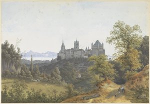 Vista de Lausanne, com vista para o castelo e a catedral de Henri Knip