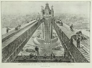 A conclusão da Tower Bridge: dando os retoques finais, de The Graphic, 23 de junho de 1894 (gravura)