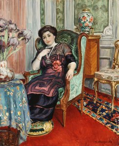 Uma mulher sentada em uma cadeira; Mulher sentada em uma poltrona, 1911 de Henri Lebasque