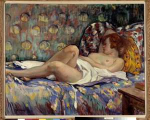 Pintura Nu Longe de Henri Lebasque (1865-1937) Menção obrigatória: Fundação da coleção a respeito de Provence, marselha de Henri Lebasque