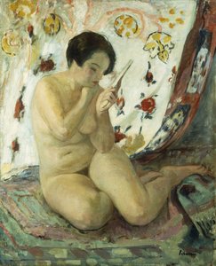 Nude Sat com um espelho; Nu Assis au Miroir, 1925-1930
