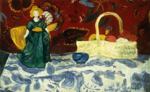 Ainda vida com uma boneca e frutas; Ainda vida com boneca e frutas, de Henri Lebasque
