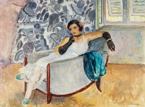 Mulher com luvas pretas; A mulher com luvas pretas, c.1930 de Henri Lebasque