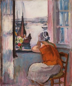 Moça na janela em frente à ilha de Yeu, de Henri Lebasque