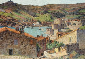 A vila de Collioure com vista para o porto,