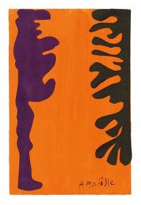 Arabescos pretos e violetas sobre um fundo laranja de Henri Matisse